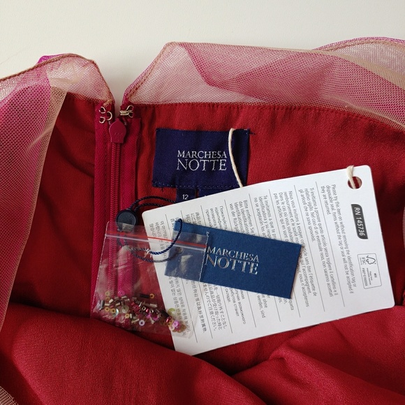 NWT Marchesa Fringe Embroidered Cocktail Dress - Picture 7 of 8